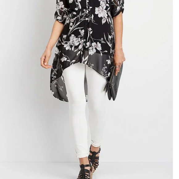 Sheer 2X high-low printed top - Picture 4 of 4